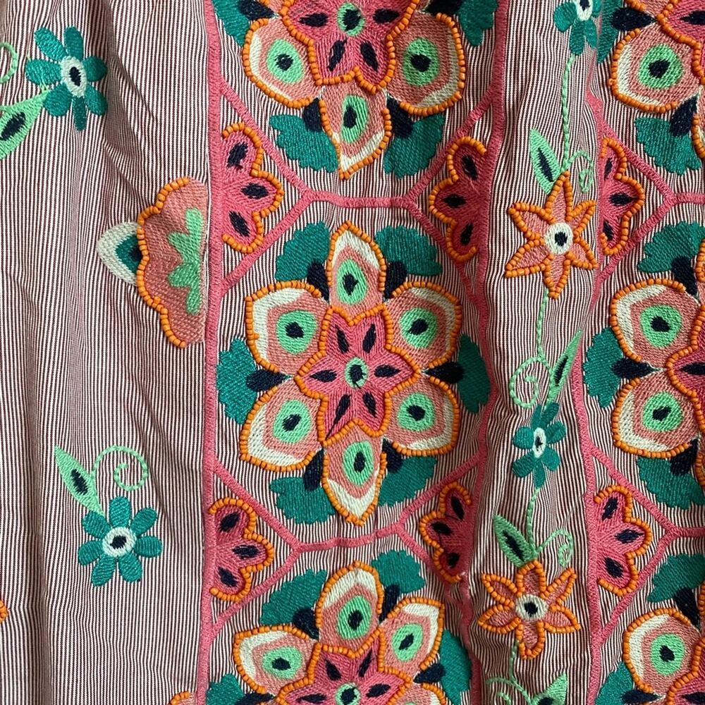 Anthropologie Floral Embroidered Mini Dress - Pink and Orange - Picture 12 of 13